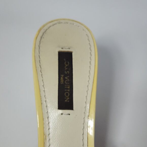 Louis Vuitton Yellow Patent Monogram Mule Heels Sz 35.5 EU / US 5.5 Italy - Picture 15 of 16